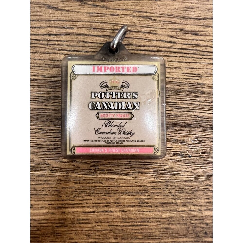 Potter's Canadian Blended Canadian Whiskey Keychain Bottle Tag Vintage